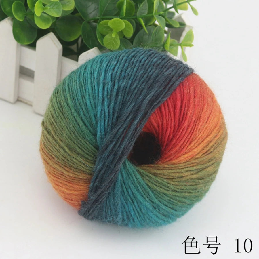 COOMAMUU 50g/ball 100%Wool Yarn for Knitting Dyed Rainbow Soft Crochet Yarn шерсть DIY Hat Scarf Supplier