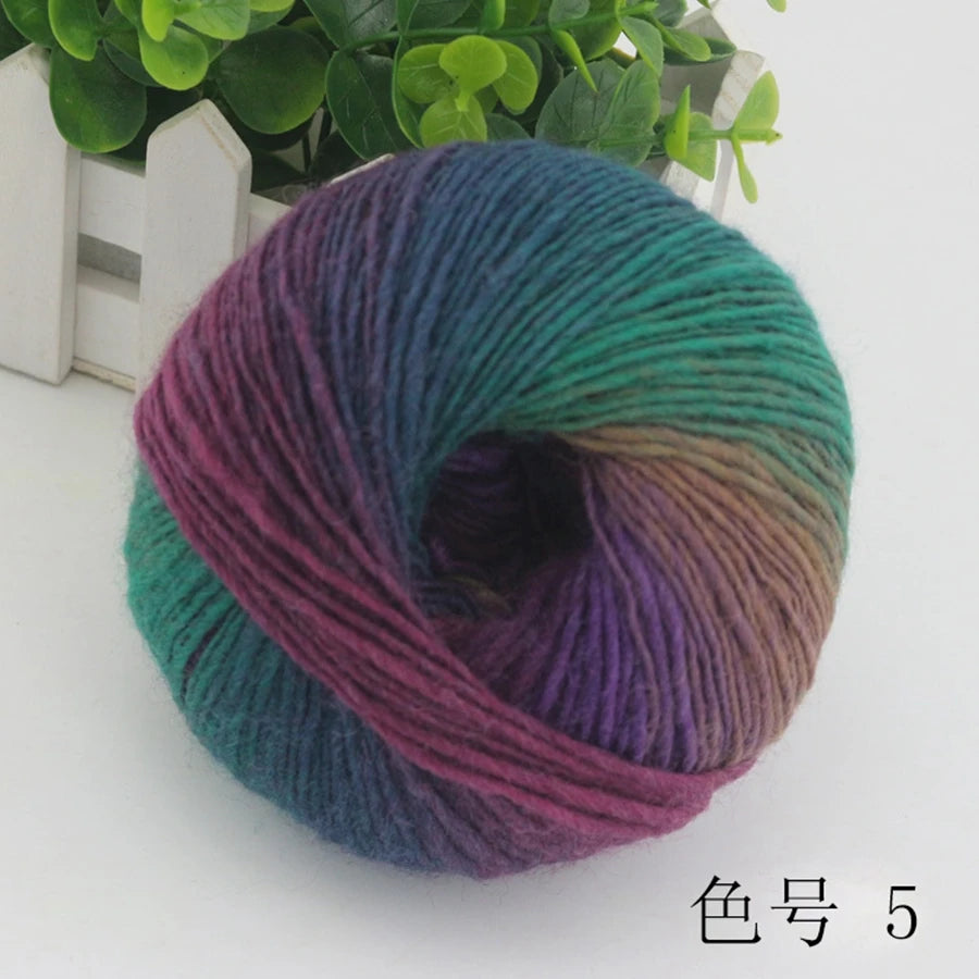 COOMAMUU 50g/ball 100%Wool Yarn for Knitting Dyed Rainbow Soft Crochet Yarn шерсть DIY Hat Scarf Supplier