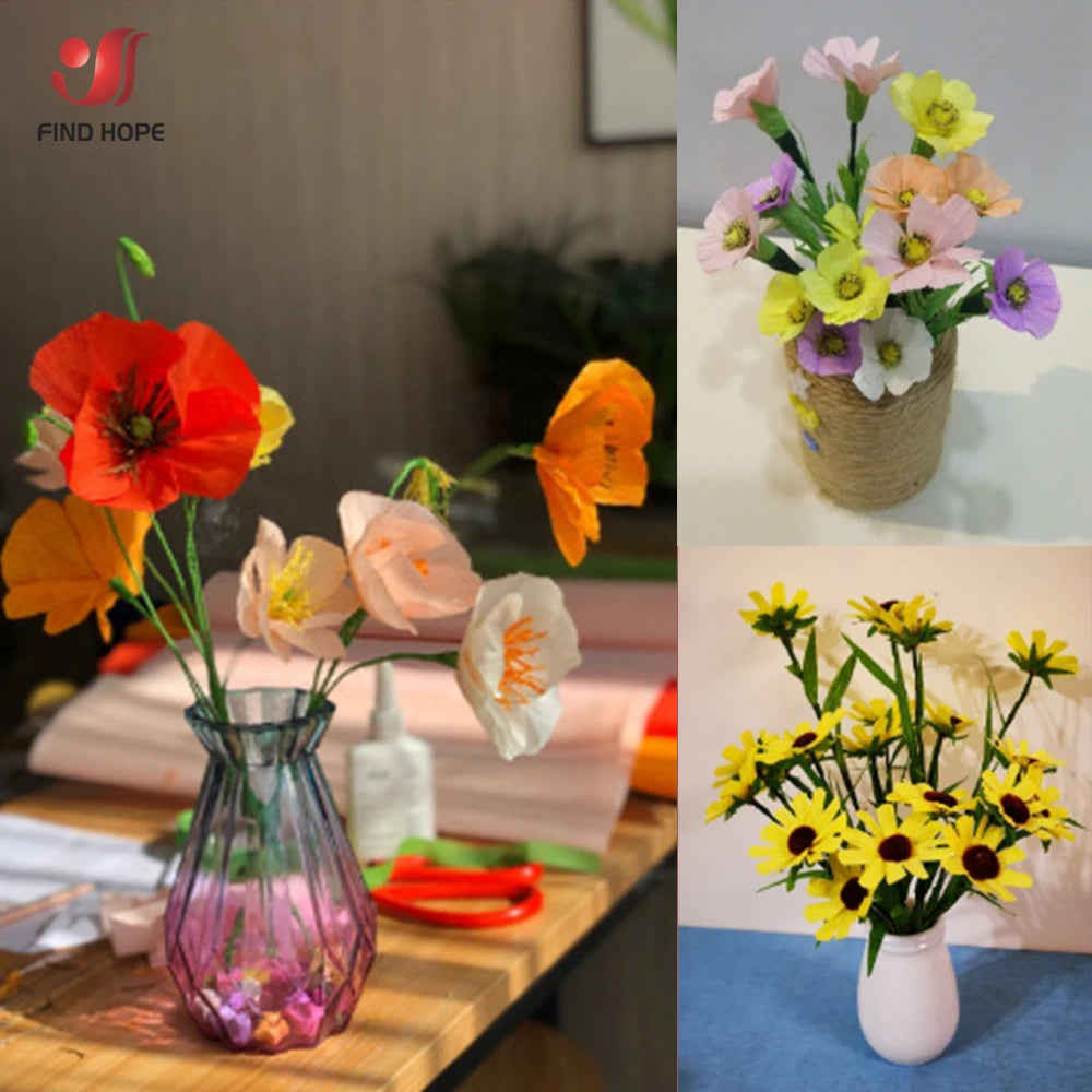 9.8"x8ft(25cm*250cm) Crinkled Crepe Paper Gifts Flower Wrapping Wedding Festive Party Decoration DIY Fold Scrapbooking Crafts