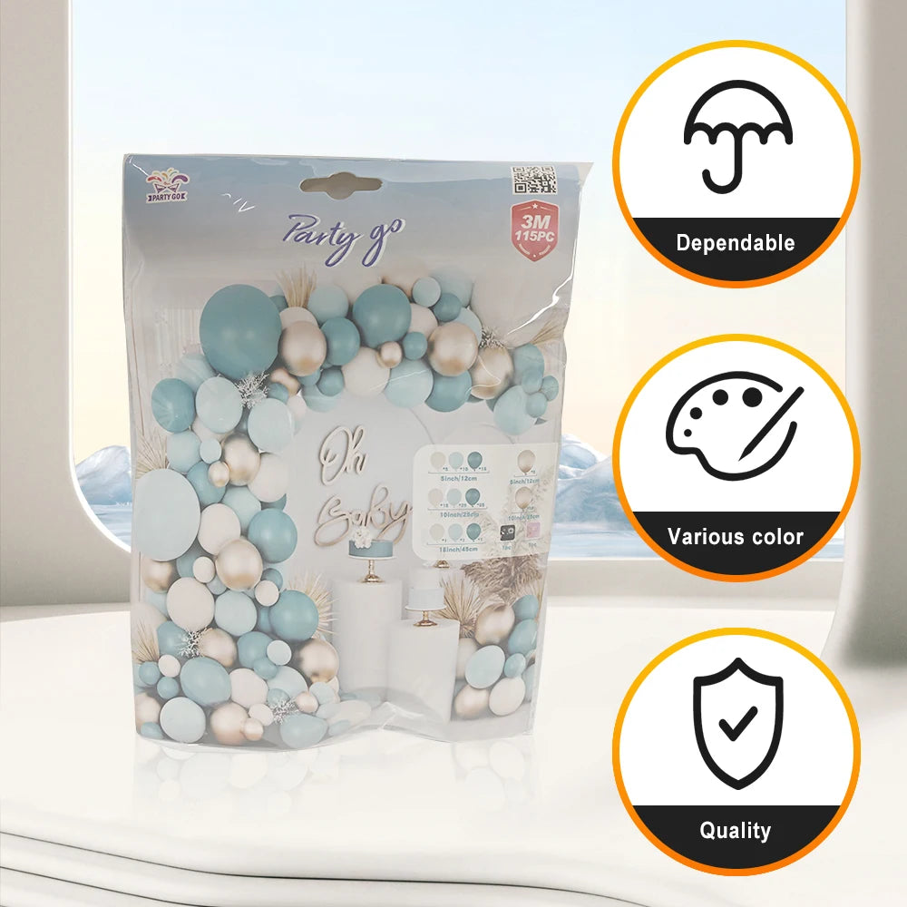 115PC LATEX BALLOON  ARCH KIT FOR WEDDING, BIRTHDAY,GRADUATION  DECORATION