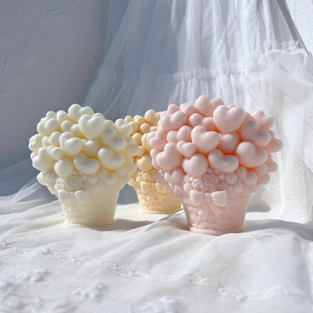 Basket Heart Balloon Candle Mold Valentine's Day Gift Idea Love Shape Silicone Mold Home Decor Wedding Gift