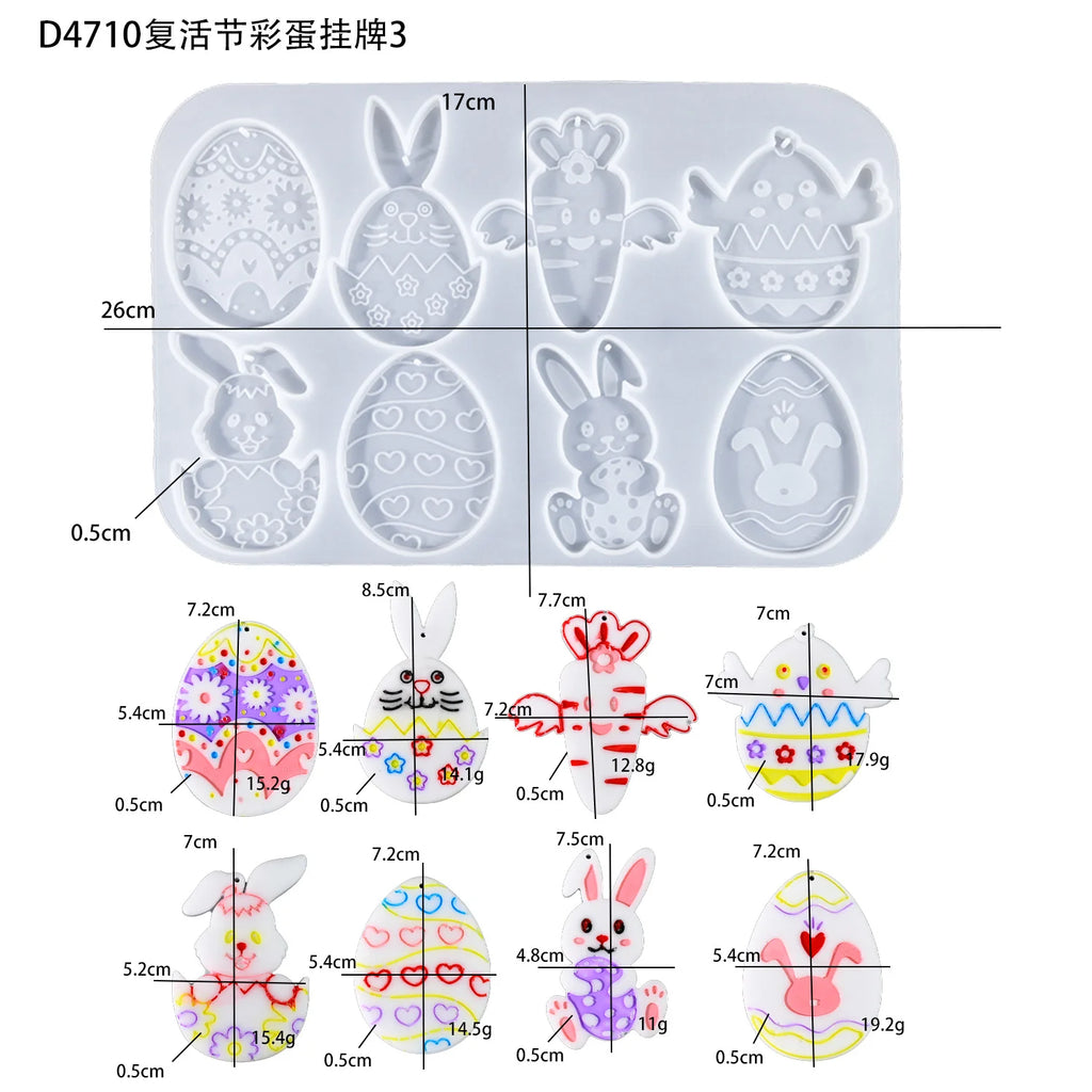 Easter Egg Rabbit Full-page Hanging Silicone Mold Pendant Decoration, DIY Handicraft Enthusiast's Handicraft