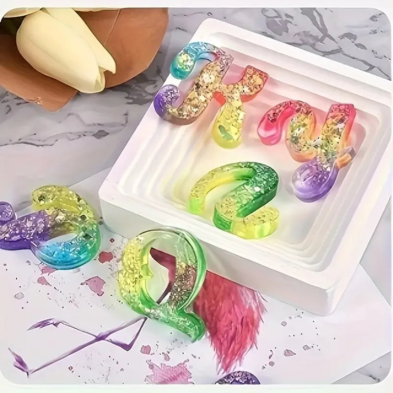 DIY Letter-shaped Jewelry Silicone Mold Set, Handcrafted Keychain Pendant Making Tools