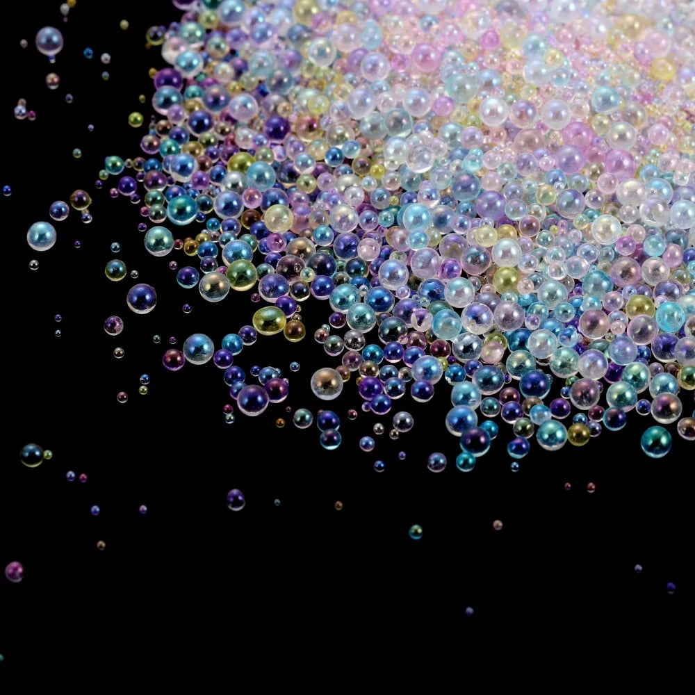 10/20g 0.4-3mm Mini Bubble Ball Beads Tiny Glass Bead Resin Filling for Silicone Mold UV Resin Epoxy Filler DIY Nail Art Decor