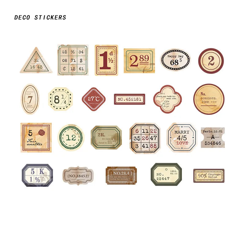 46pcs Per Pack Vintage Series Mini Boxed Stickers Guitar Skateboard Decoration Scrapbook Sticker Phone Case Decor