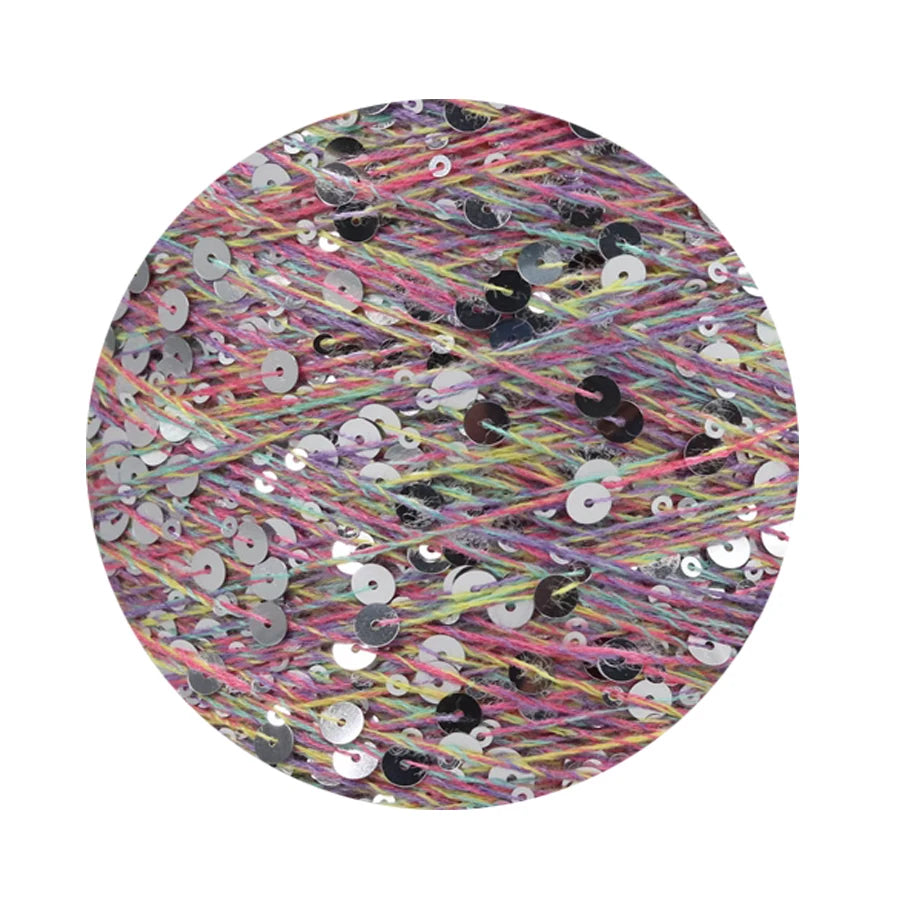 COOMAMUU 50/Ball пряжа 140M Hand Knitting Cotton Yarn 3mm+6mm Sequins Yarn DIY for Woman Woollen Sweater Hat Scarf Supplier