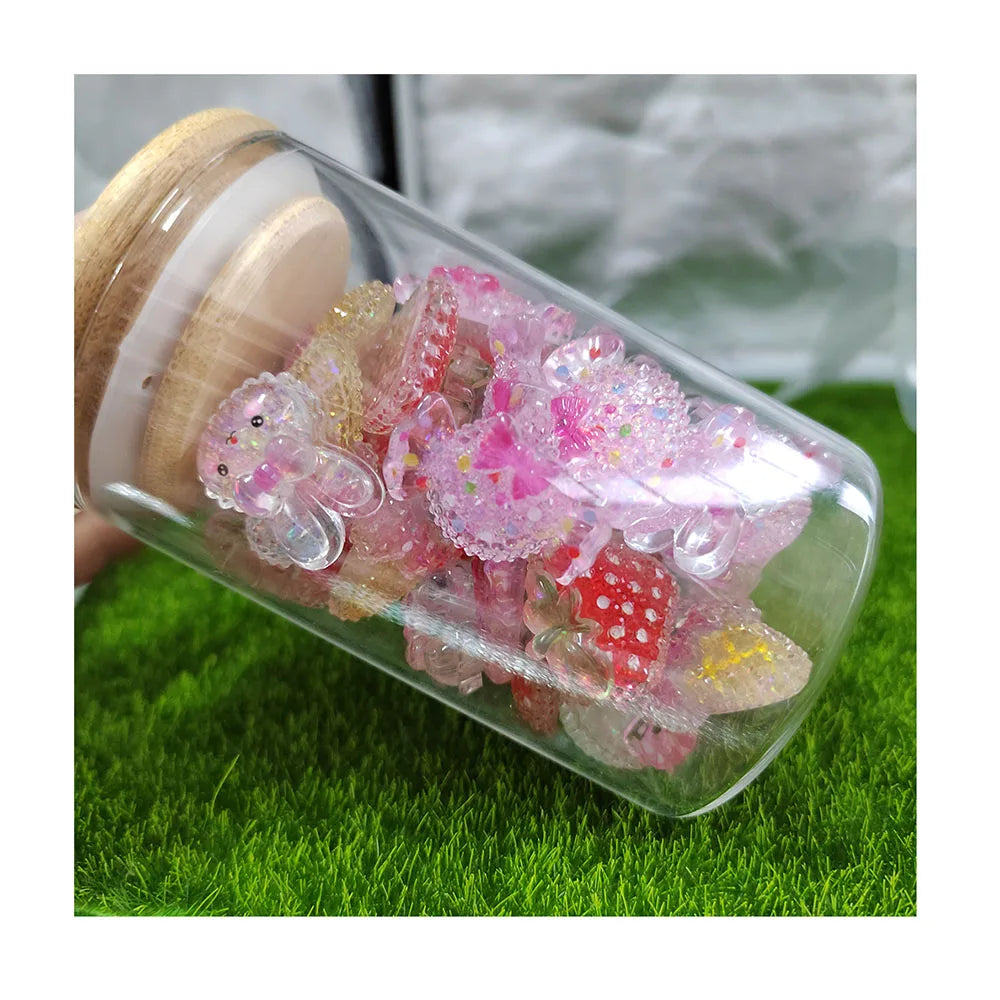 100Pcs Cute Cartoon Rabbit Strawberry Candy Ice Cream Resin Flat Back Cabochon Scrapbook Kawaii DIY Jewellery Charm Hair Bow Dec