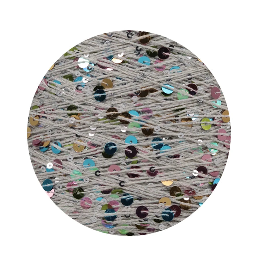 COOMAMUU 50/Ball пряжа 140M Hand Knitting Cotton Yarn 3mm+6mm Sequins Yarn DIY for Woman Woollen Sweater Hat Scarf Supplier