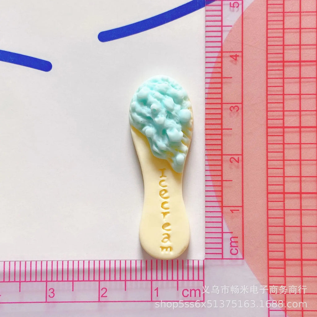 100pcs Macaron Simulation Ice Cream Spoon Flat Back Resin Cabochon Mini Food Scrapbook Craft DIY Miniature Dollhouse Accessories