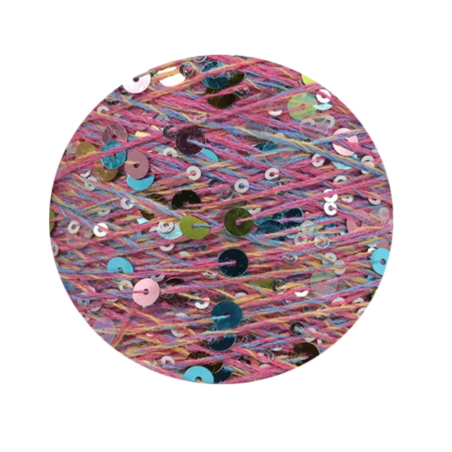 COOMAMUU 50/Ball пряжа 140M Hand Knitting Cotton Yarn 3mm+6mm Sequins Yarn DIY for Woman Woollen Sweater Hat Scarf Supplier