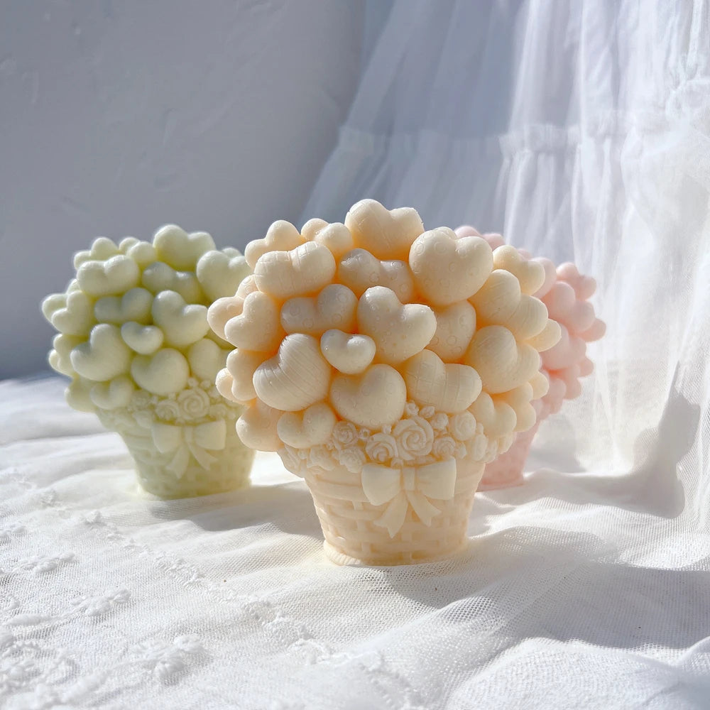 Basket Heart Balloon Candle Mold Valentine's Day Gift Idea Love Shape Silicone Mold Home Decor Wedding Gift