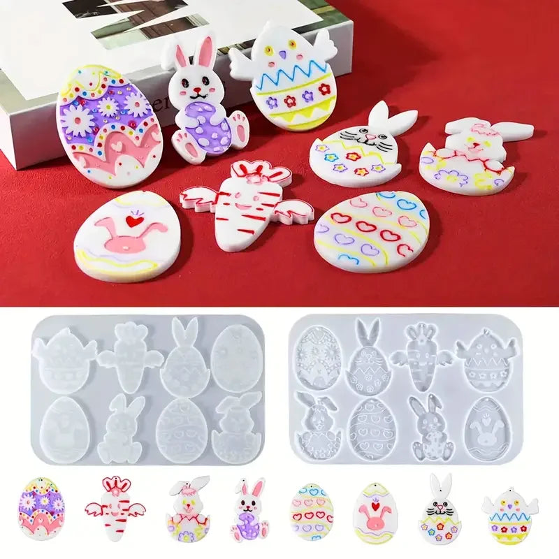 Easter Egg Rabbit Full-page Hanging Silicone Mold Pendant Decoration, DIY Handicraft Enthusiast's Handicraft