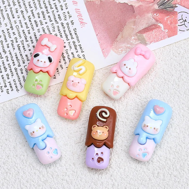 100Pcs Simulation Cartoon Chocolate Bar Resin Cabochon Scrapbook for Phone Decoration DIY Jewelry Making Dollhouse Accessories