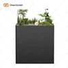 Black Rectangular Planter With Artificial Plants Modern Home Garden Decorative Flower Pot