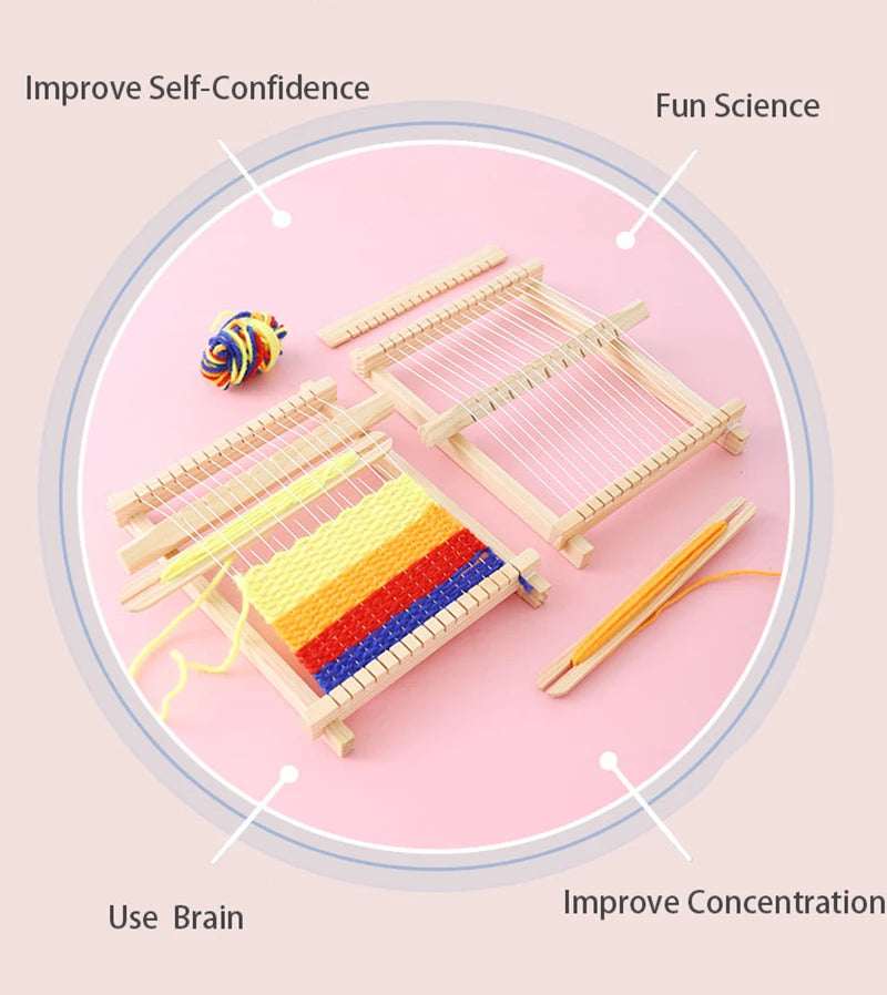 Children Wooden Diy Weave Loom Toys Set Pretend Play Hand Knitting Toys For Girls Household Knitting Machine Fine Motor Training