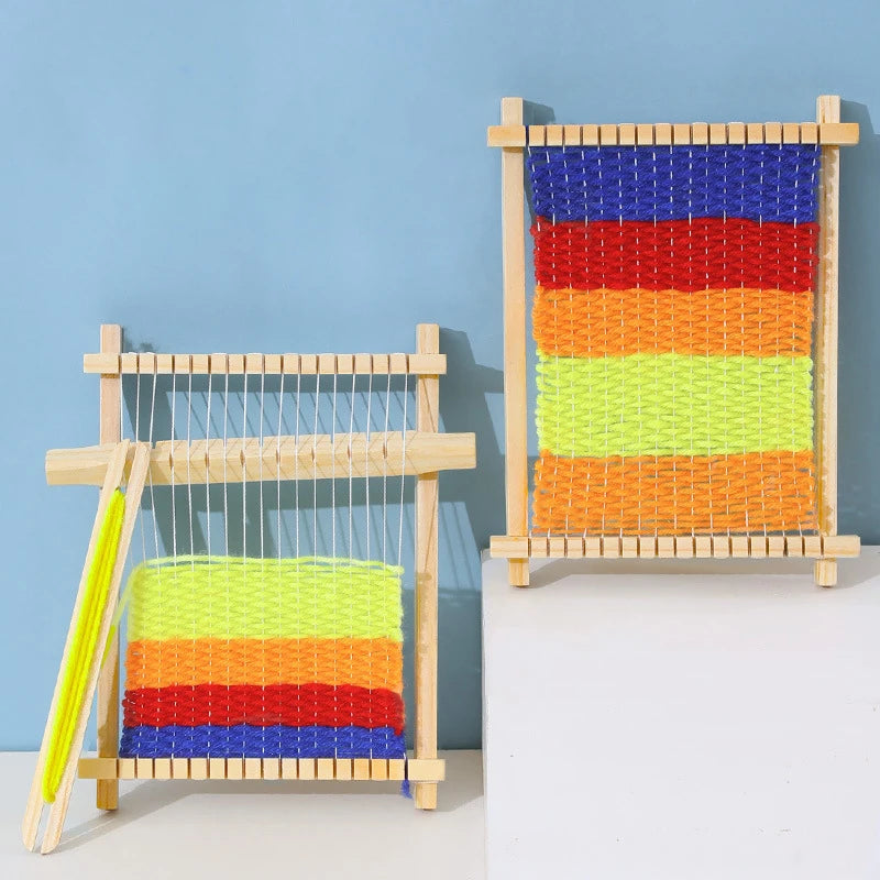 Children Wooden Diy Weave Loom Toys Set Pretend Play Hand Knitting Toys For Girls Household Knitting Machine Fine Motor Training
