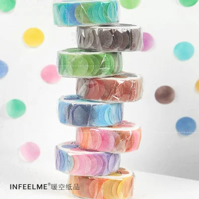 100pcs Per Roll Colorful Cute Round Self-Adhesive Stickers DIY Handmade Decorative Scrapbook Album Masking Tape