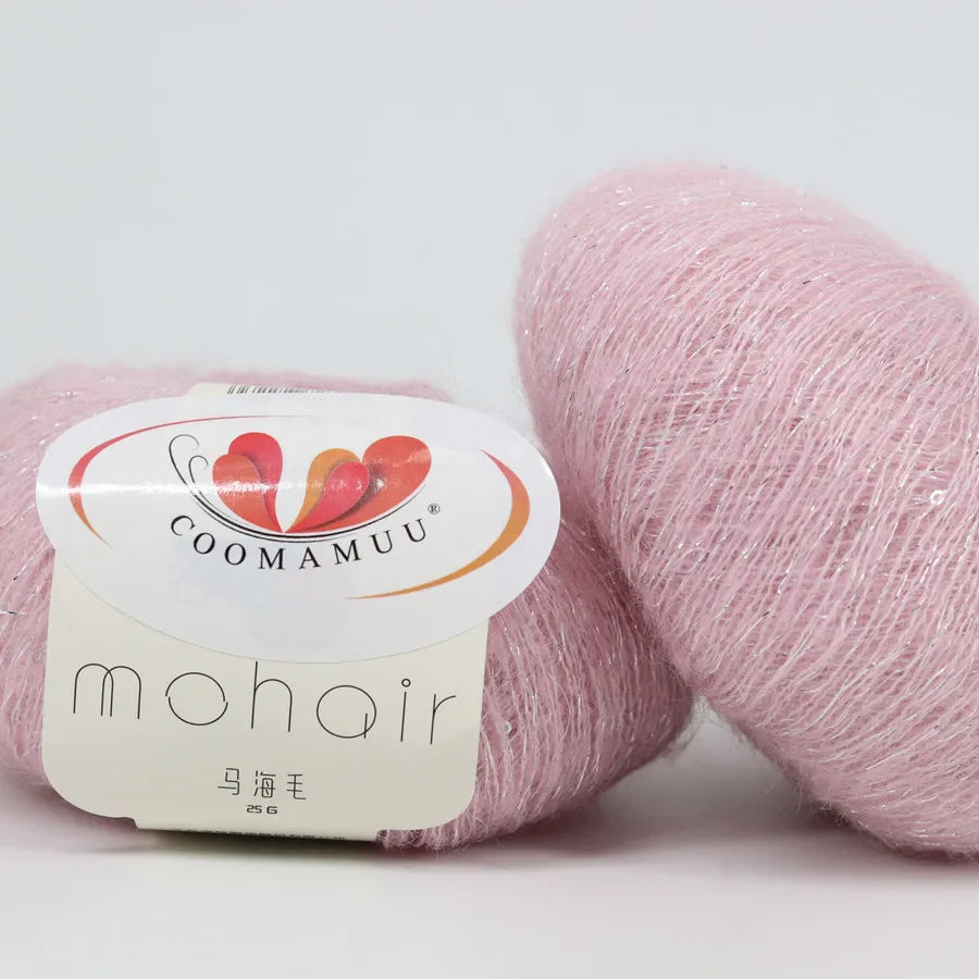 25G Sequins Mohair Yarn Soft Gold Silver Thread Sparkly Thin Wool Yarn for Hand Knitting Silk Thread Fashion Spandex Yarns