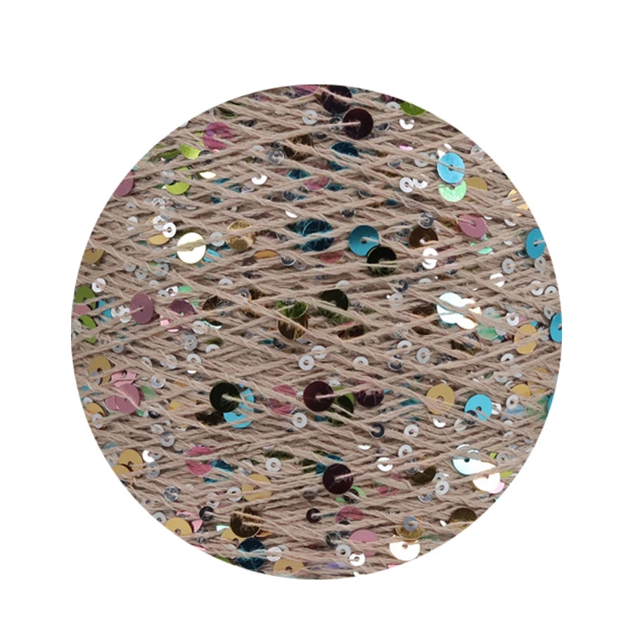 COOMAMUU 50/Ball пряжа 140M Hand Knitting Cotton Yarn 3mm+6mm Sequins Yarn DIY for Woman Woollen Sweater Hat Scarf Supplier