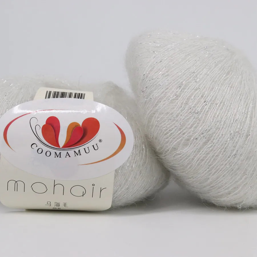 25G Sequins Mohair Yarn Soft Gold Silver Thread Sparkly Thin Wool Yarn for Hand Knitting Silk Thread Fashion Spandex Yarns