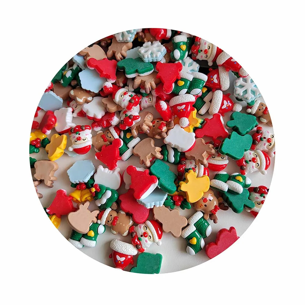 Mix 25mm Christmas Resin Charms Boots Snowman Tree Hat Snowflakes Cabochon Fit Scrapbook Hair Bow Making