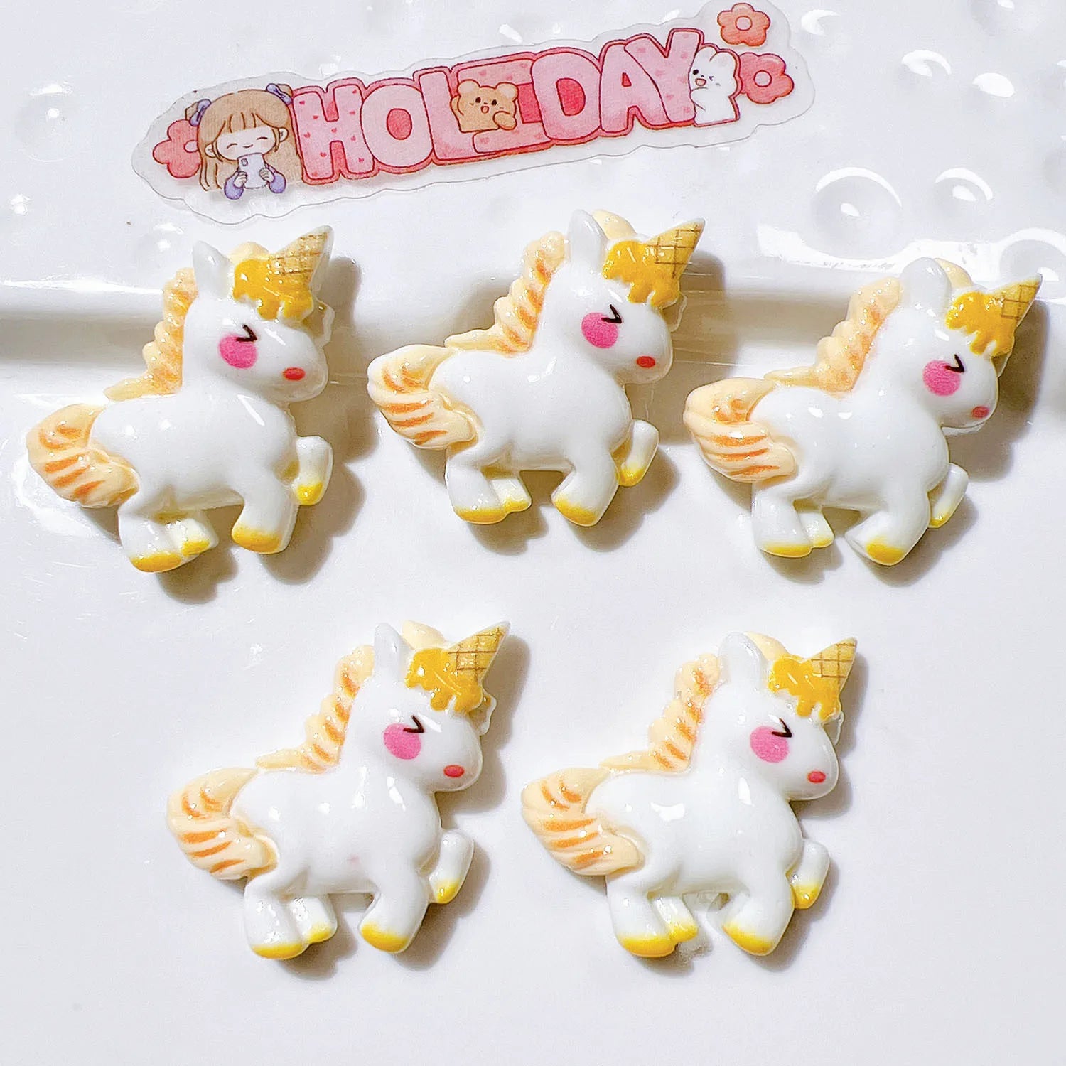 100Pcs/bag Cute Cartoon House Resin Cabochon Unicorn Flat Back Scrapbook Kawaii DIY Home Embellishments Hairpin Accessories