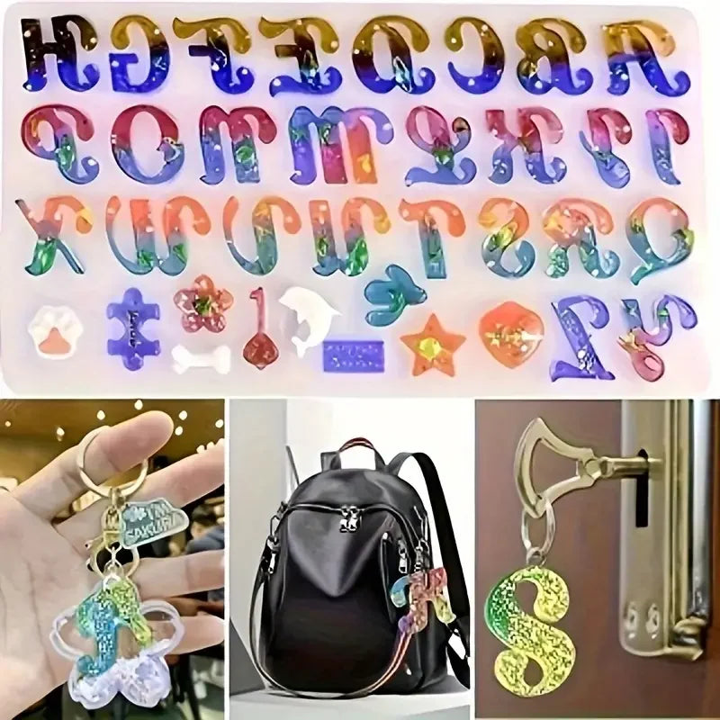 DIY Letter-shaped Jewelry Silicone Mold Set, Handcrafted Keychain Pendant Making Tools