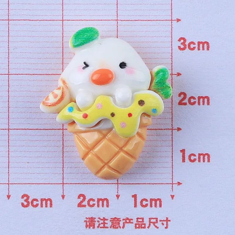 100Pcs Cartoon Mini Cute Bear Frog Ice Cream Flat Back Resin Cabochons Scrapbook Craft Diy Hair Bows Accessories Home Decor