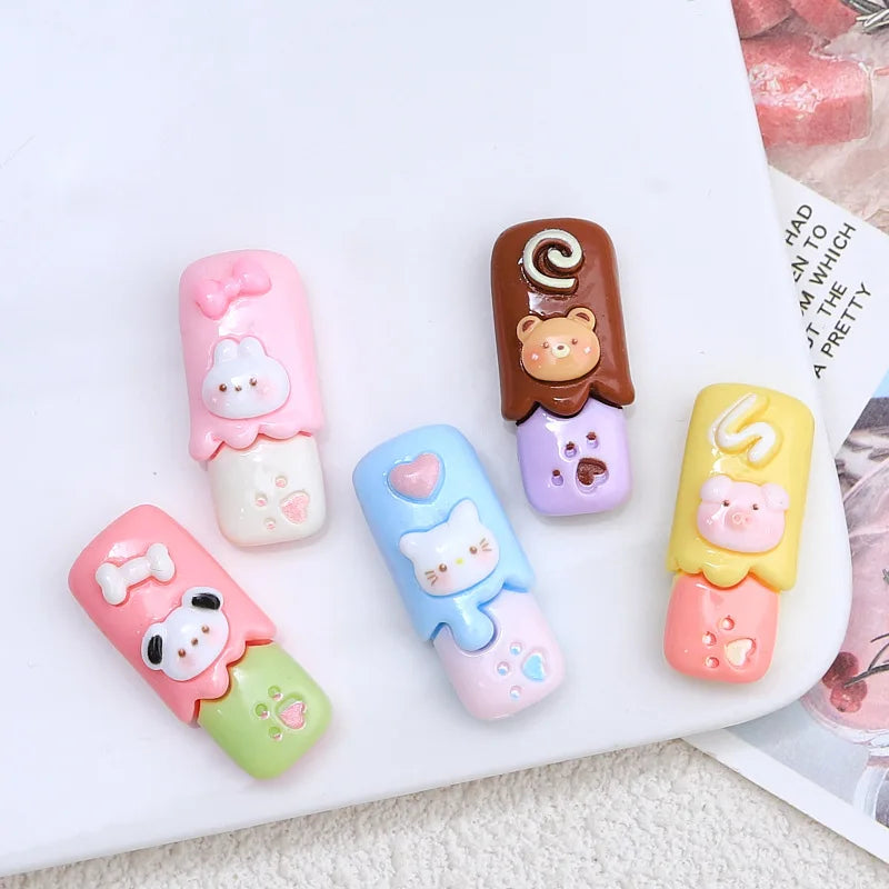 100Pcs Simulation Cartoon Chocolate Bar Resin Cabochon Scrapbook for Phone Decoration DIY Jewelry Making Dollhouse Accessories