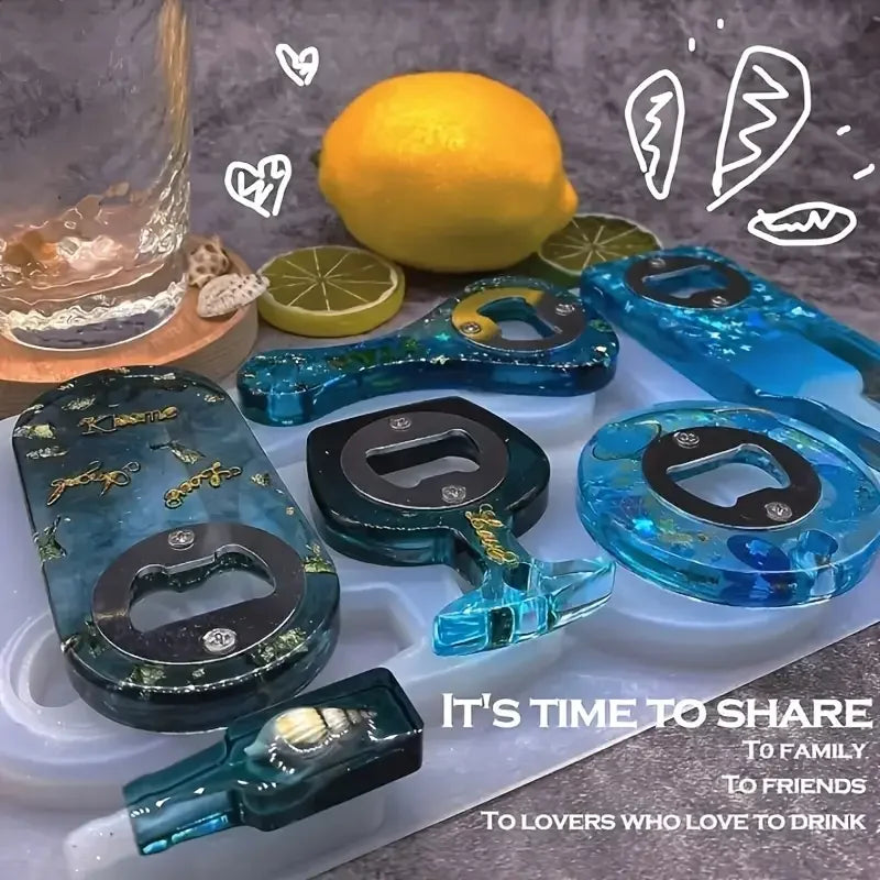 Bottle Opener Resin Mold Kit, Beer and Wine Bottle Opener Epoxy Resin Silicone Mold DIY Creative Tool