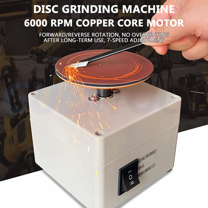Small Electric Knife Sharpener Scissors Grinder Carving Knife Grinder 4-inch Disc Sandpaper Table Grinder Polishing Machine ABS
