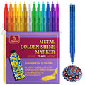 Brand New Extra Fine Tip Sparkle Metallic Pens 12 Pack Metallic Acrylic Paint Pens for Scrapbook Supplies, Black Paper,