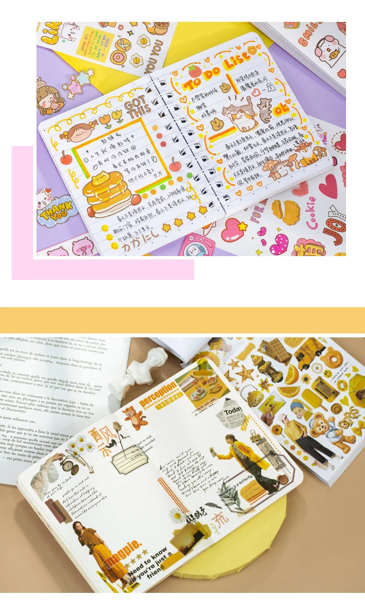 Yoofun 50sheets Magazine Sticker Book Washi Paper Journal DIY Material Decoration Stickers Memo Pad Scrapbooking Ins Stationery