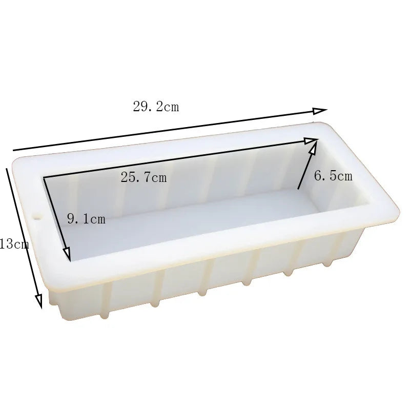 1.5L Silicone Soap Mould Rectangular Toast Loaf Mold With Wooden Box Homemade Form Soap Making Tool Supplies Cake Tool