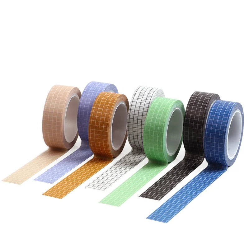 Wholesale Grid Deco Masking Washi Tape Japanese Paper Tape Pressure Sensitive Adhesive Journal Scrapbook Daily Printing Option