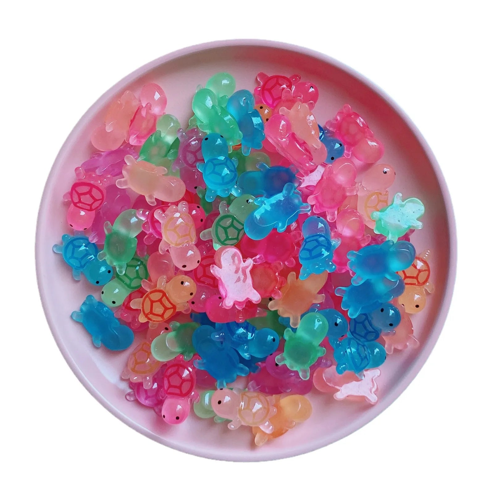 100pcs Mini Colorful Luminous Turtle Flatback Resin Cabochon Nails Manicure Decoration DIY Scrapbook Craft Charms Accessories