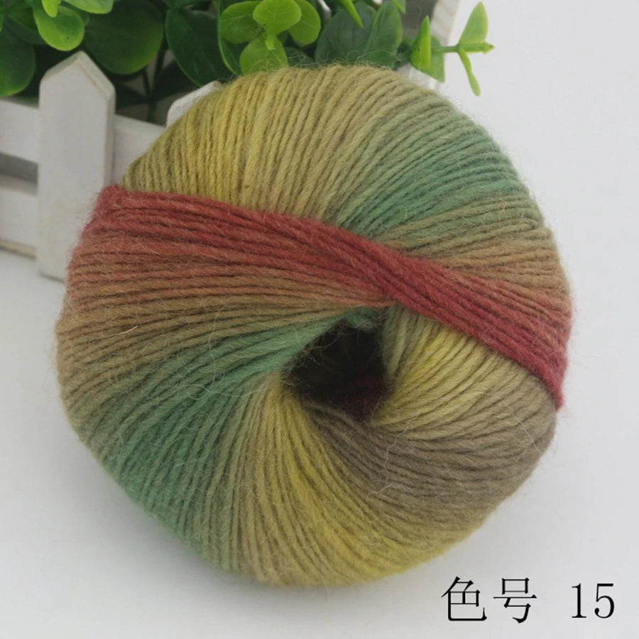 COOMAMUU 50g/ball 100%Wool Yarn for Knitting Dyed Rainbow Soft Crochet Yarn шерсть DIY Hat Scarf Supplier