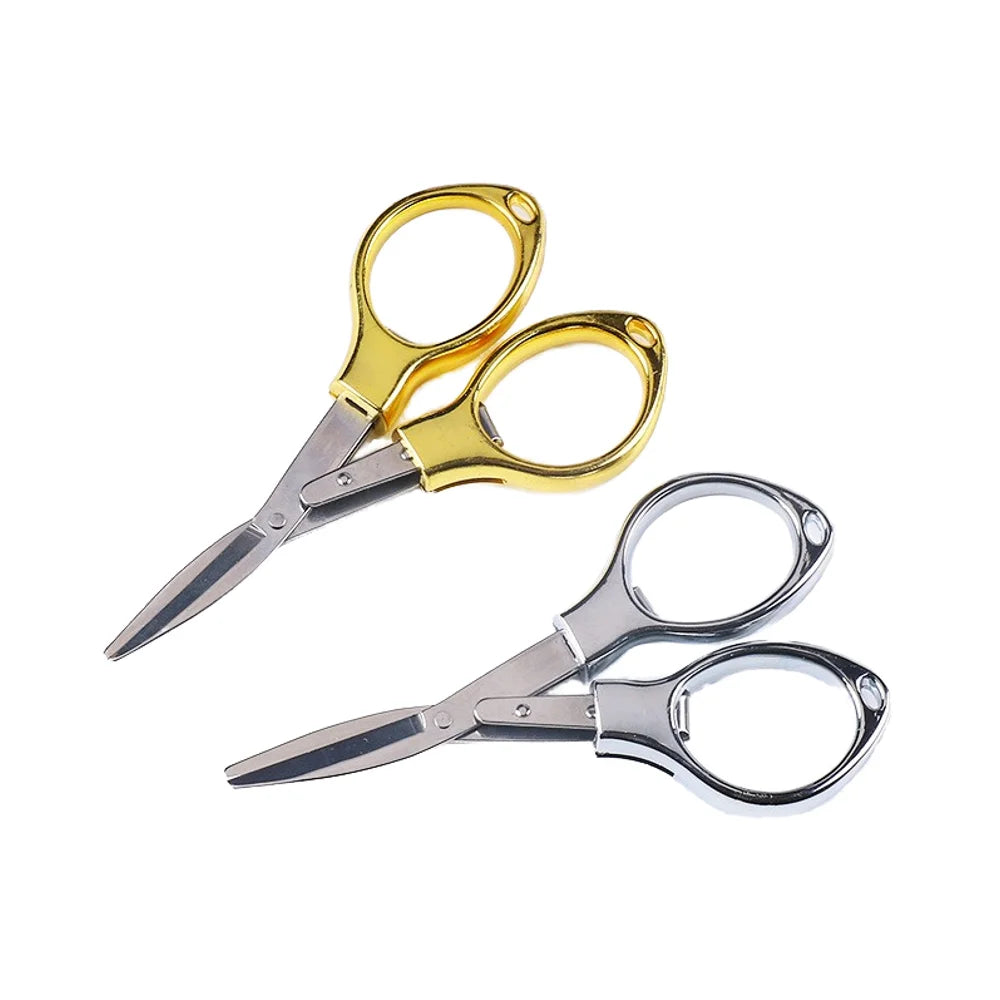 8-Shaped Stainless Steel Folding Scissors Industrial Multi-Functional Outdoor Fishing Scissors Stretching Feature for Children's