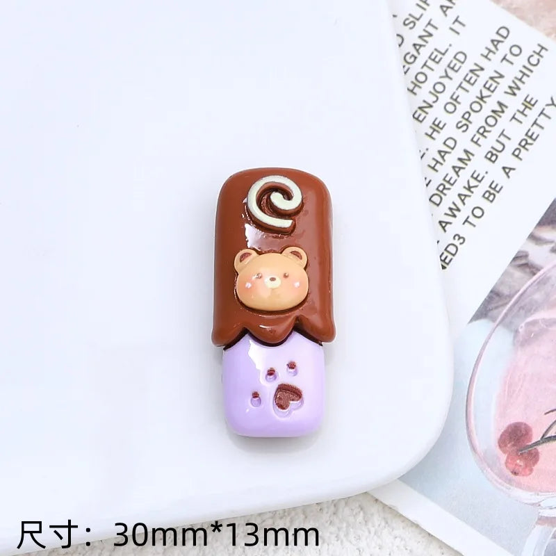 100Pcs Simulation Cartoon Chocolate Bar Resin Cabochon Scrapbook for Phone Decoration DIY Jewelry Making Dollhouse Accessories