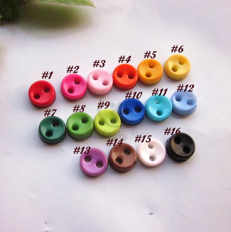 2 Holes 16 Colors 5mm Round Bowl Tiny Buttons for Small Doll Clothing Sewing Mini Buttons for Crafting Scrapbook Accessories