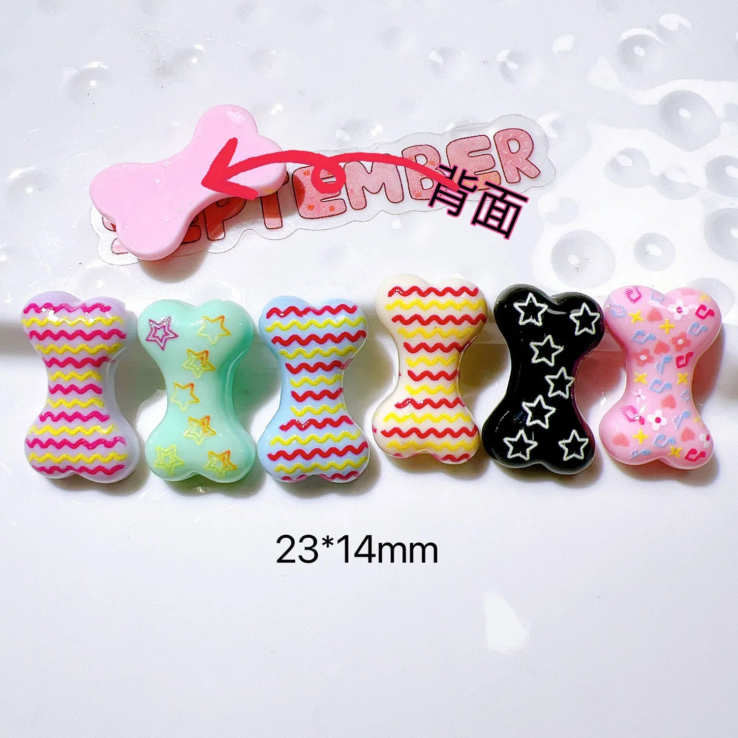 100Pcs Kawaii Resin Colorful Bone Flatback Cabochons Scrapbook Crafts DIY Jewelry Making Dollhouse Accessories Phone Decor