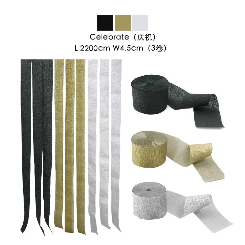 Color Crepe Paper Roll Set DIY Birthday Party Background Decoration Pull Flower For Children's Living Room Decor Paper Ribbon