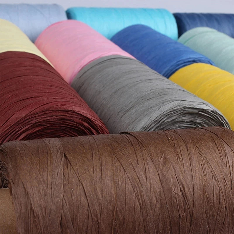 280-300 Meters Raffia Yarn For Hand Knitting Summer Raffia Straw Hats Bags Crochet Yarn Handmade Craft Knit Yarn Thread 24 Color