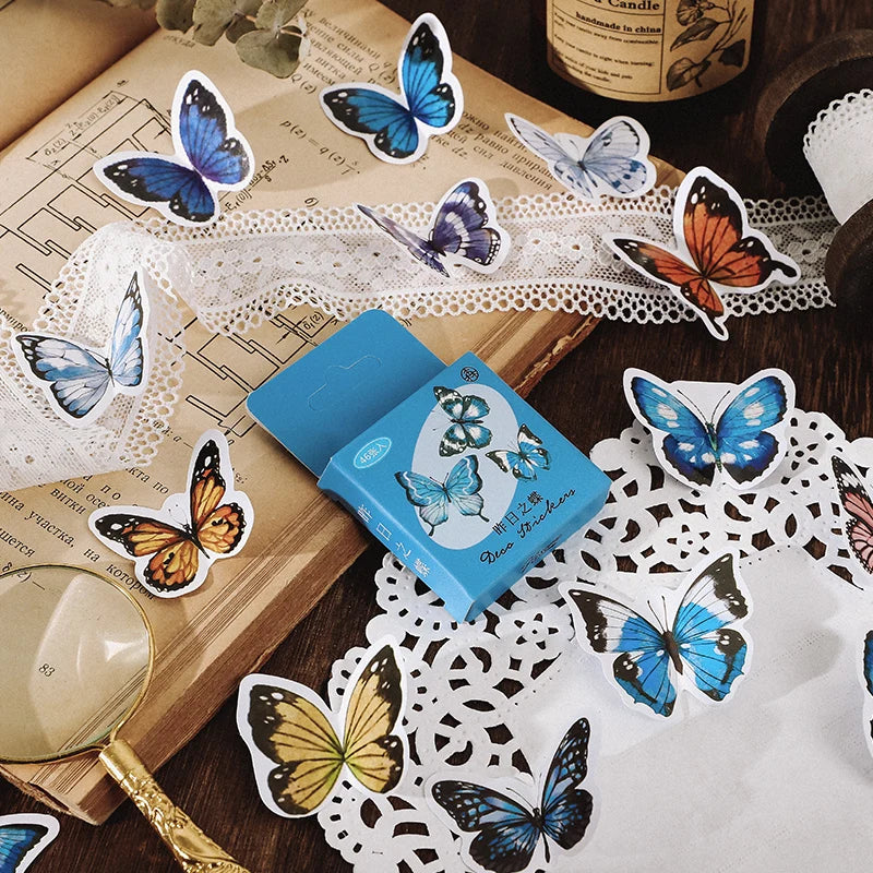 46pcs Per Pack Old Time Series Mini Boxed Stickers Retro Scrapbook Diary Sticker Set Notebook DIY Phone CaseLabel