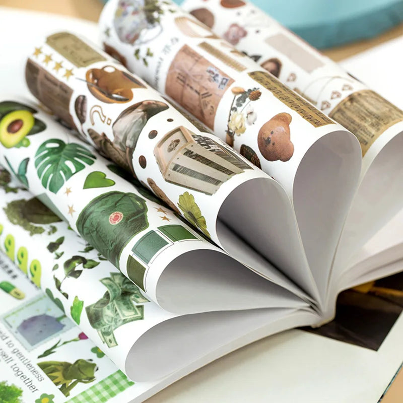 Yoofun 50sheets Magazine Sticker Book Washi Paper Journal DIY Material Decoration Stickers Memo Pad Scrapbooking Ins Stationery
