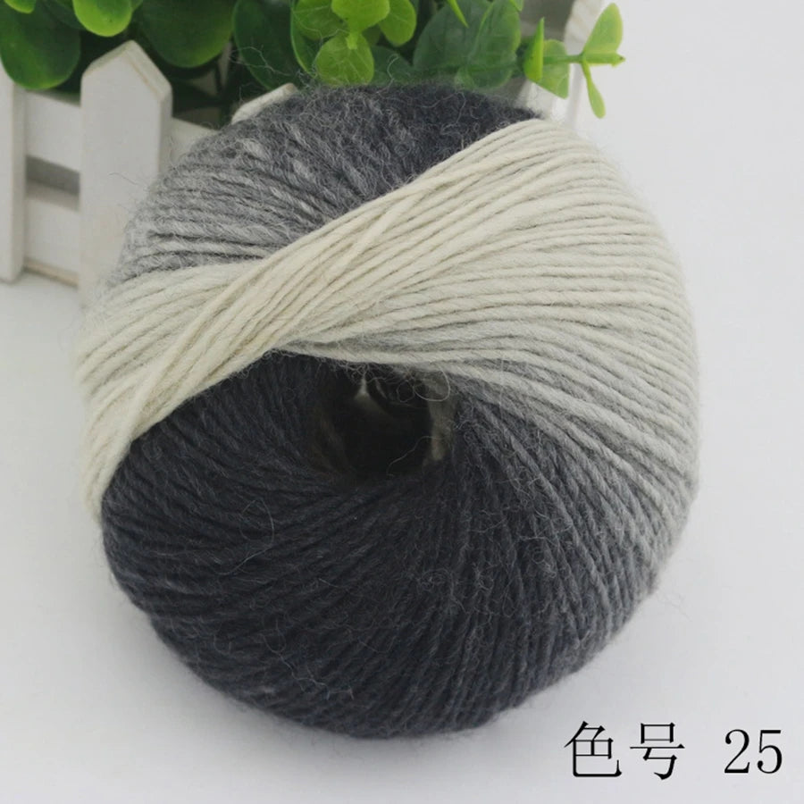 COOMAMUU 50g/ball 100%Wool Yarn for Knitting Dyed Rainbow Soft Crochet Yarn шерсть DIY Hat Scarf Supplier