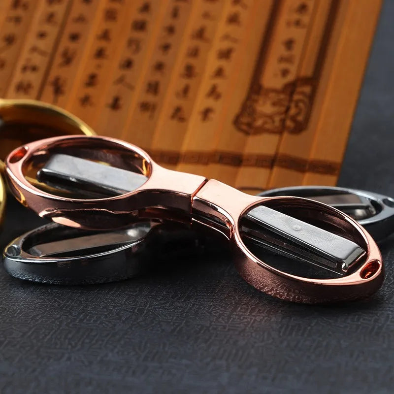 8-Shaped Stainless Steel Folding Scissors Industrial Multi-Functional Outdoor Fishing Scissors Stretching Feature for Children's