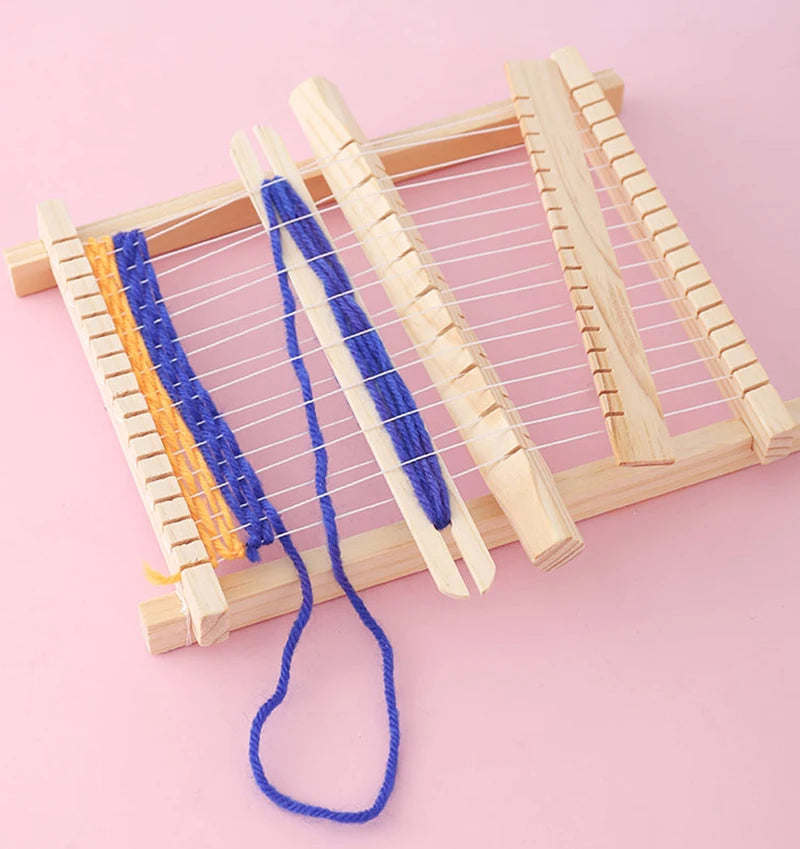 Children Wooden Diy Weave Loom Toys Set Pretend Play Hand Knitting Toys For Girls Household Knitting Machine Fine Motor Training