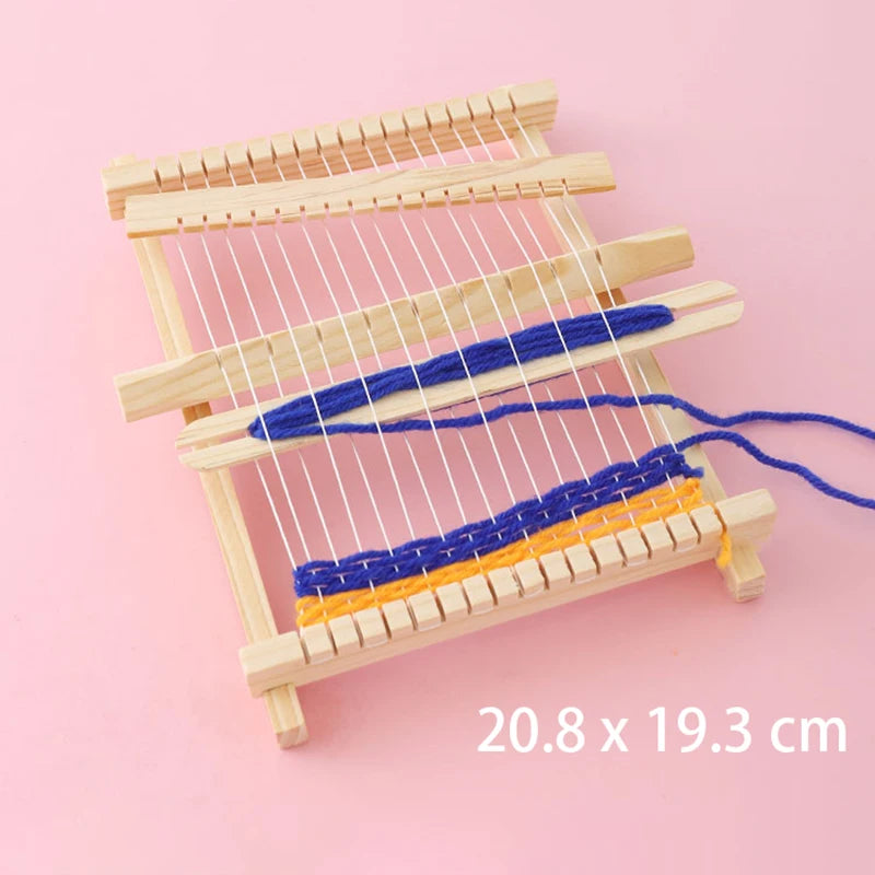 Children Wooden Diy Weave Loom Toys Set Pretend Play Hand Knitting Toys For Girls Household Knitting Machine Fine Motor Training