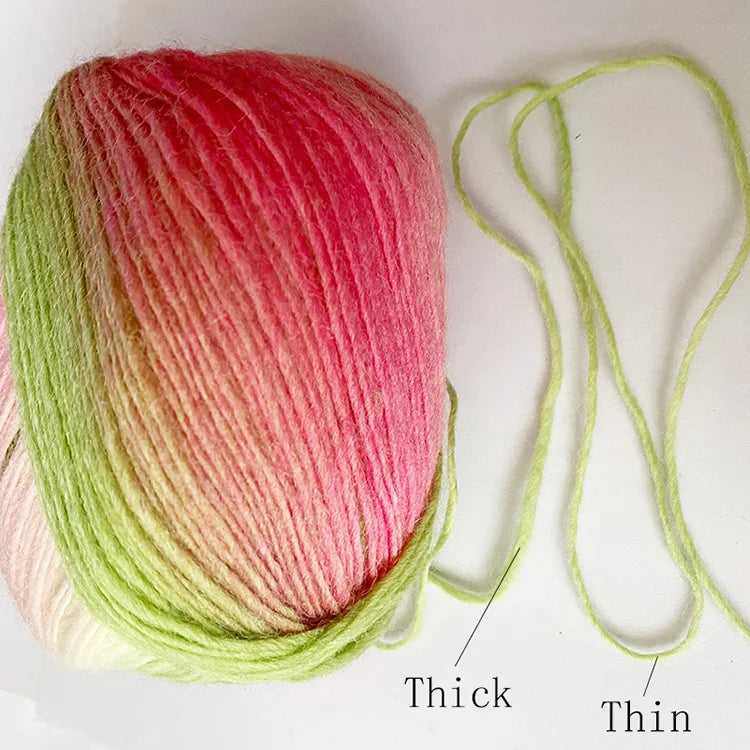 100% Wool Yarn Rainbow Color for Hand Knitting Crochet Hand-Woven Thickness Woolen Yarn Woolen Yarn Crocheting Shawl Thread